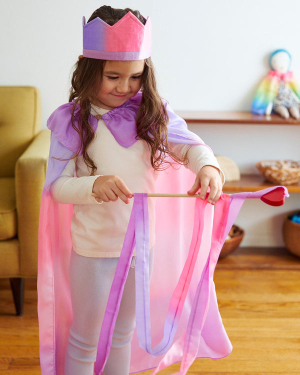 Whimsy meets sustainability!  This mulberry silk Blossom Dress-Up Set is perfect for imaginative play & doubles as a Halloween costume! Ages 3-8, eco-friendly.