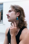 Blue Windchime Earrings styled with matching Iolite ring from Fair Anita