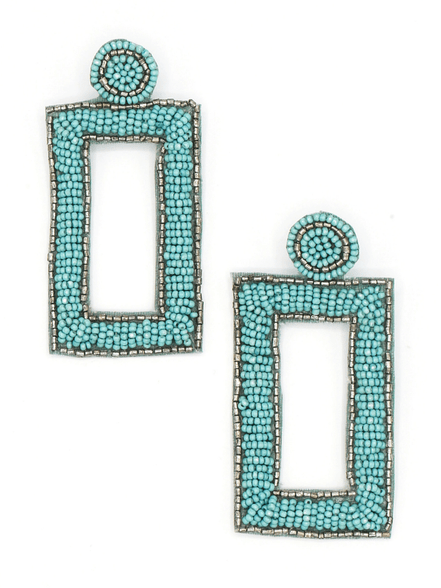 Fair Anita bold blue beaded statement earrings – ethically handmade in India