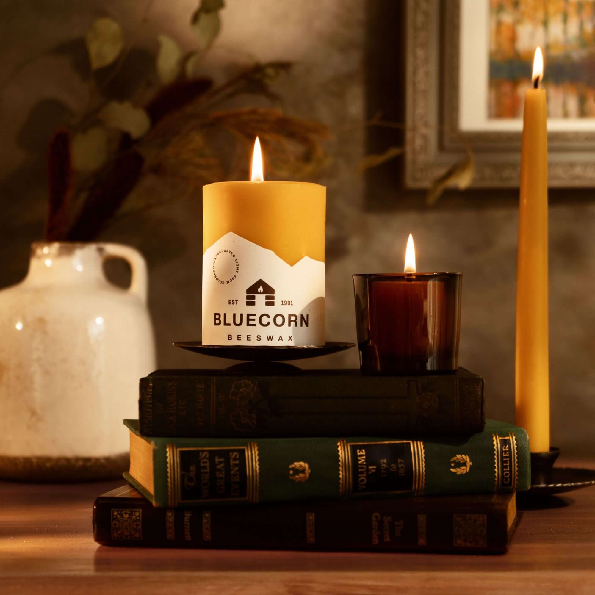 Pure Beeswax Pillar Candles – 100% Natural Cotton Wick, Handmade in Colorado