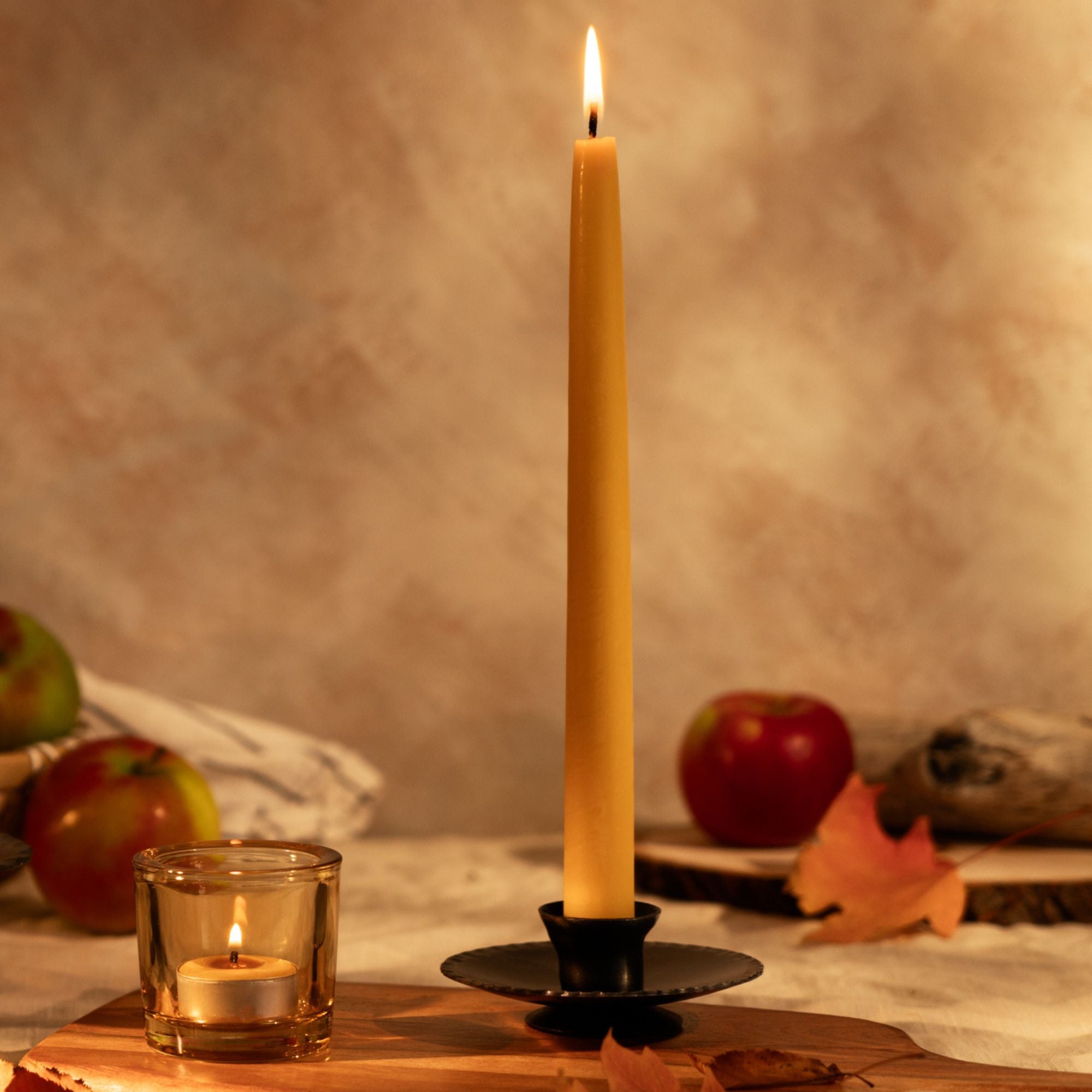 Hand-Dipped Beeswax Taper Candles – 100% Pure Beeswax, 1 Pair