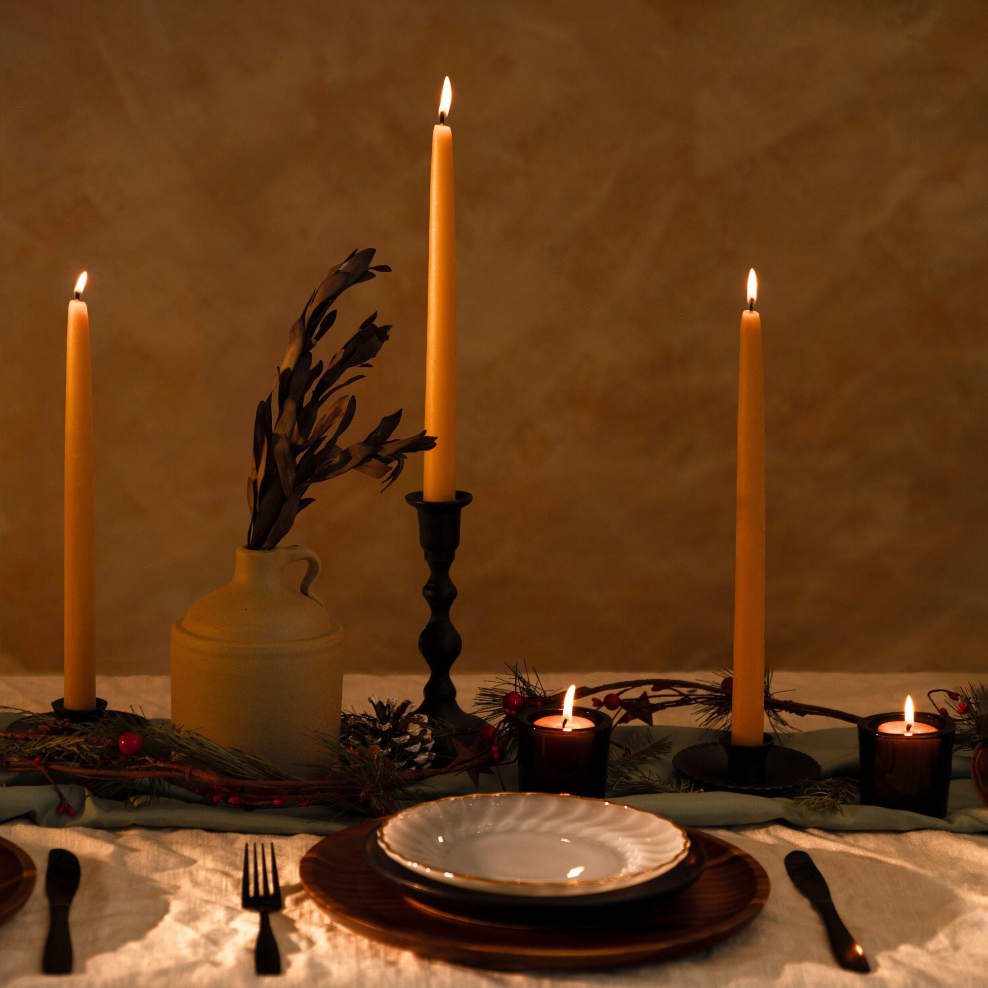 Hand-Dipped Beeswax Taper Candles – 100% Pure Beeswax, 1 Pair