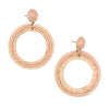 Blush beaded loop earrings handmade with woven cord, sparkly beads and thread by Fair Anita