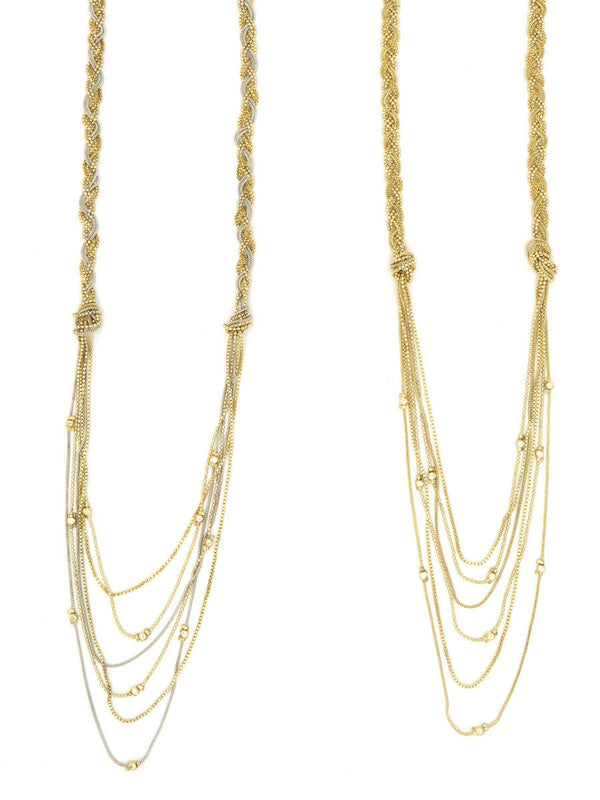 Fair Anita braided chain necklace in recycled brass-plated metal, close-up detail shot