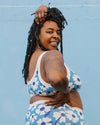 Side view of Thunderpants USA Moody Blooms Bralette showing fit and silhouette