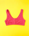 Thunderpants Pomegranate Punch Bralette front view, limited edition dusty coral wire-free bralette