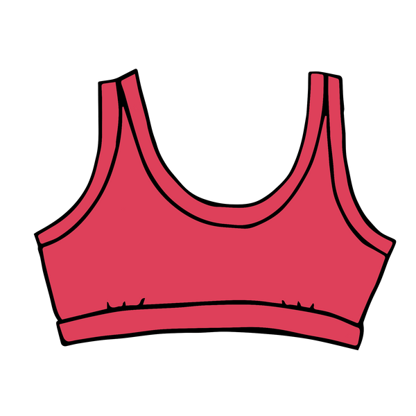 Thunderpants Pomegranate Punch Bralette in dusty coral-pink, product flat lay