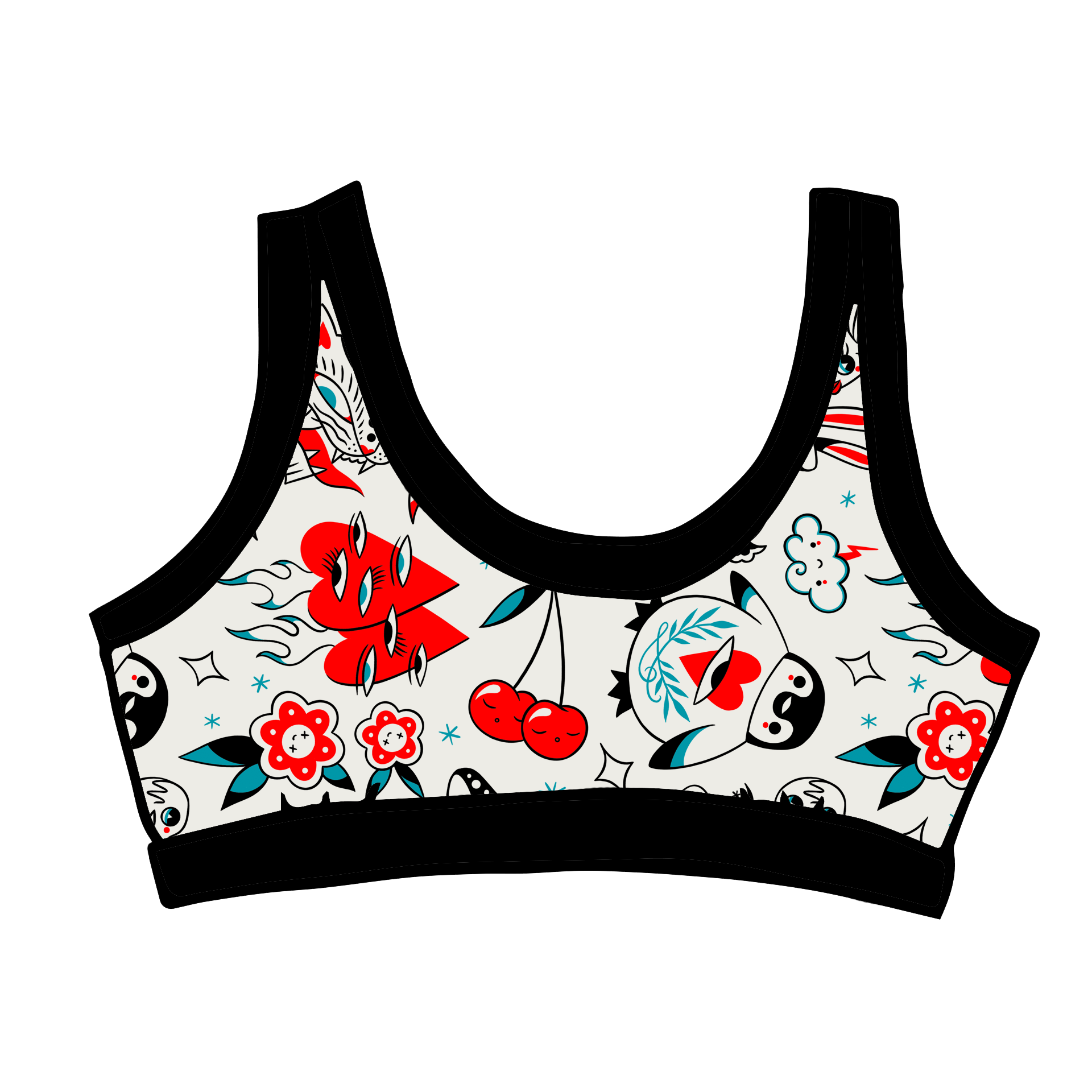 Thunderpants USA Inked Up Bralette with all-over tattoo-inspired print by Oregon artist Connie Gabbert