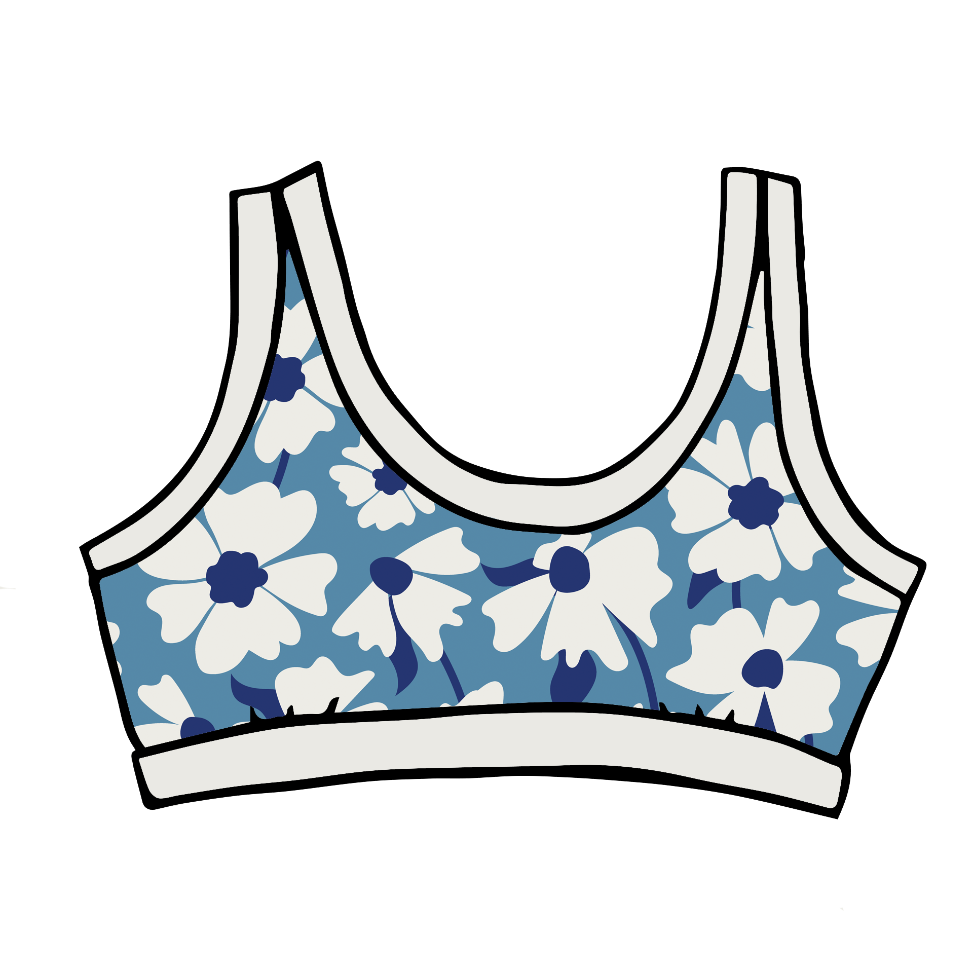 Thunderpants USA Moody Blooms Bralette with wintery floral print on white background