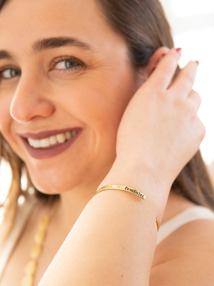Fair Anita brass feminist cuff bracelet — thoughtful gift under $20
