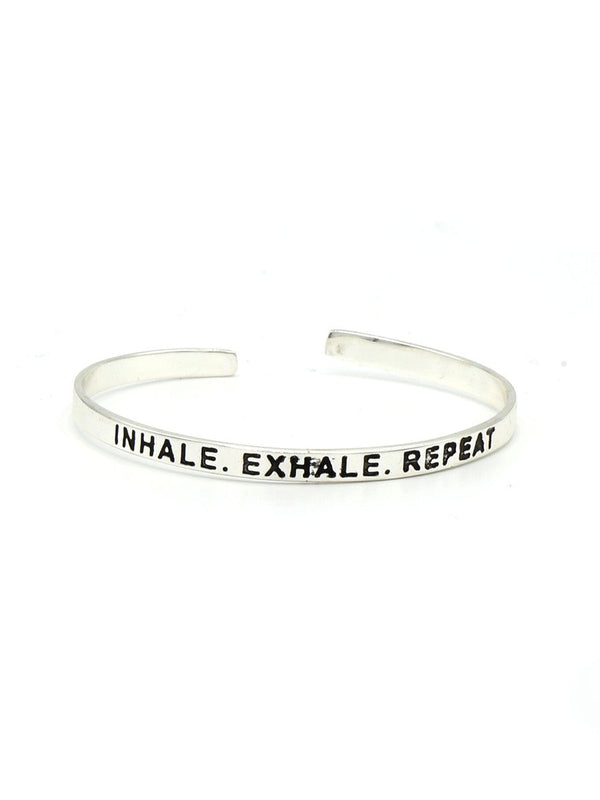 Silver Fair Anita Breathe Cuff bracelet, adjustable mindfulness quote jewellery under $20