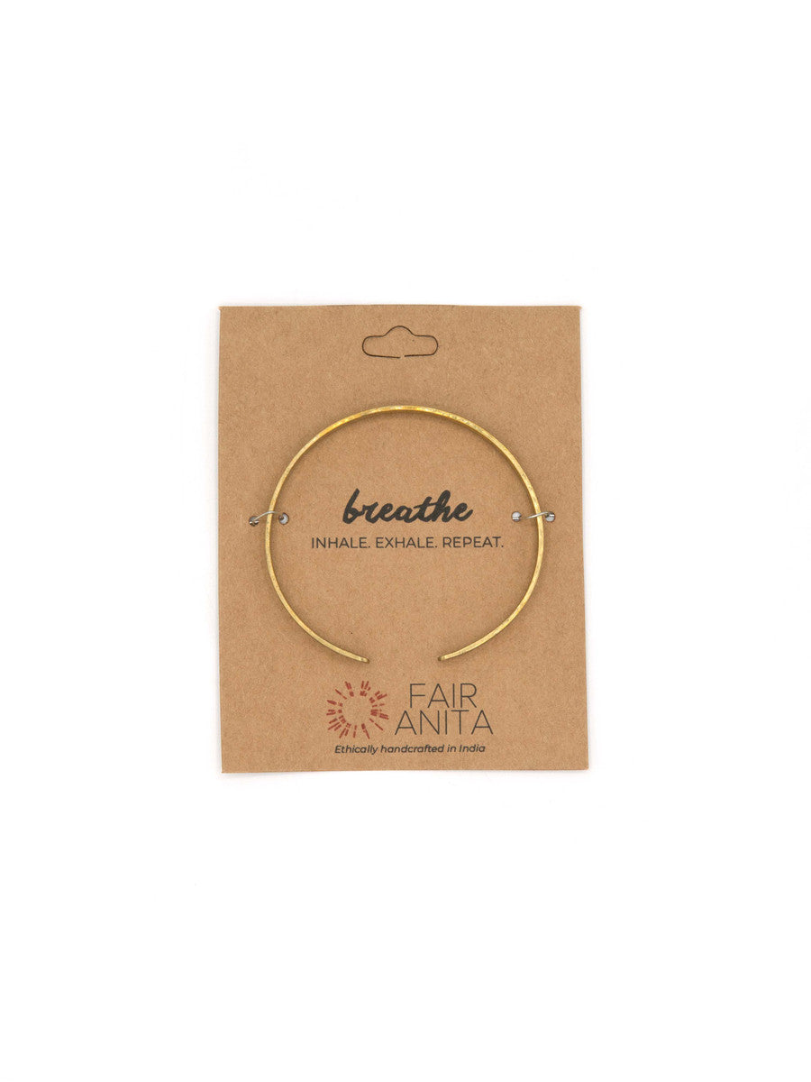 Breathe Quote Cuff – Adjustable Recycled Metal Bracelet