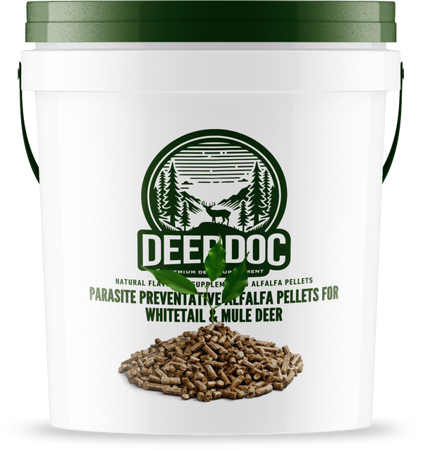 DeerDoc 25lb bucket of natural alfalfa parasite defense supplement for deer and goats