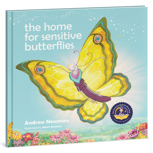 The Home for Sensitive Butterflies children's mindfulness bedtime story book – 3D front cover by Andrew Newman, Conscious Stories