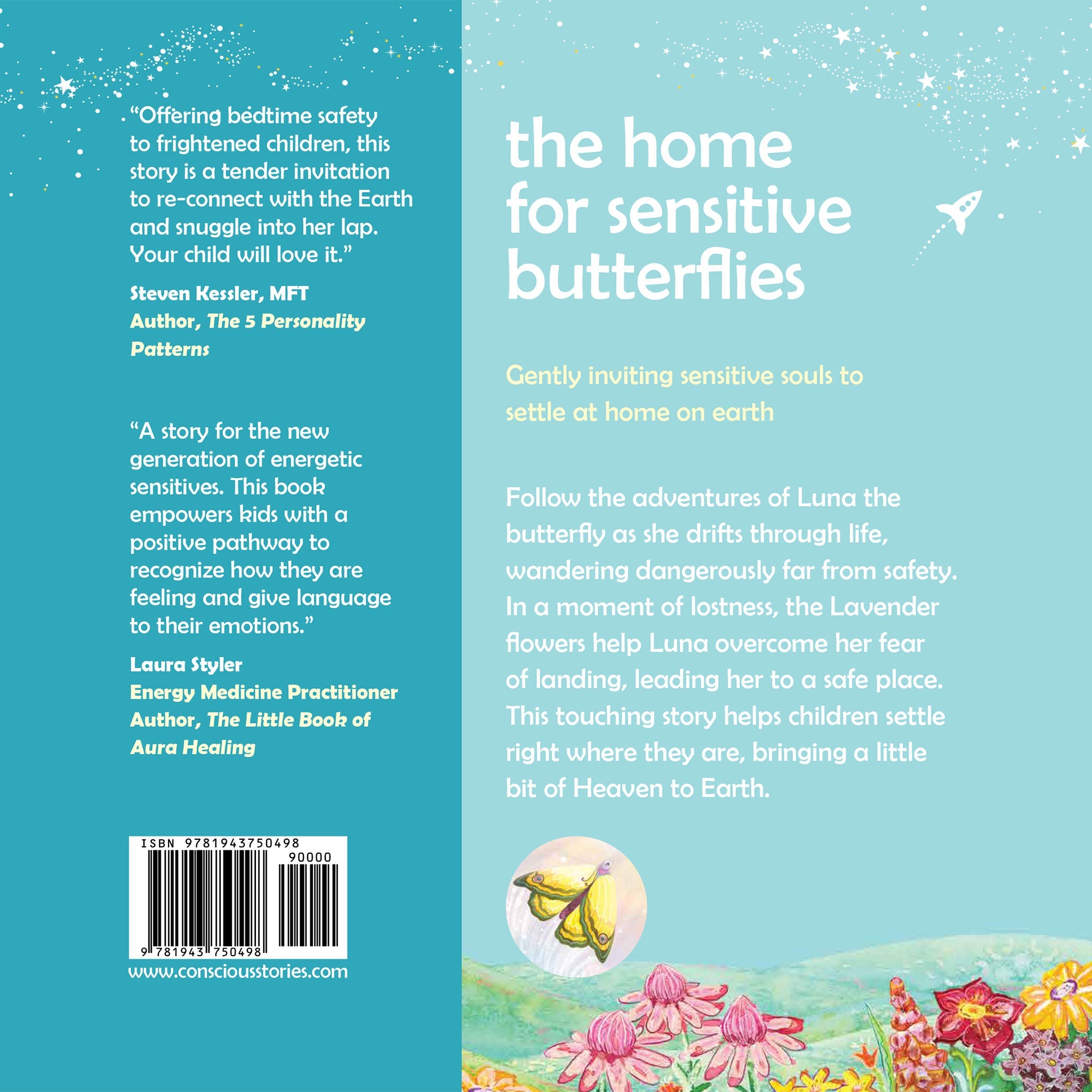 Back cover of The Home for Sensitive Butterflies – mindfulness picture book for sensitive children ages 3–8