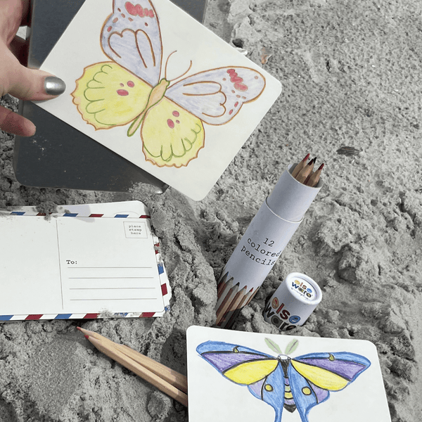 Coloring Postcards for Kids & Adults – 30 Cards, 6 Designs, Reusable Tin