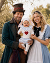 White Rabbit costume with quilted cotton heart tunic and red heart patch