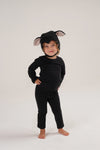 Baby Black Sheep Halloween Costume detail of the sheep hat with tan inner ears