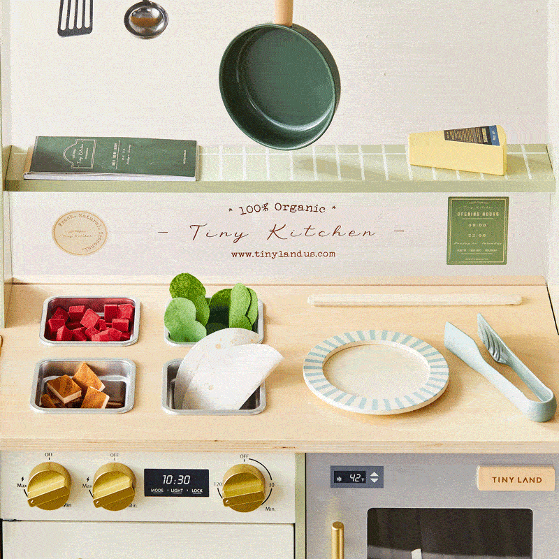 Tiny Land BistroSwitch Play Kitchen animated view switching between kitchen and bistro modes