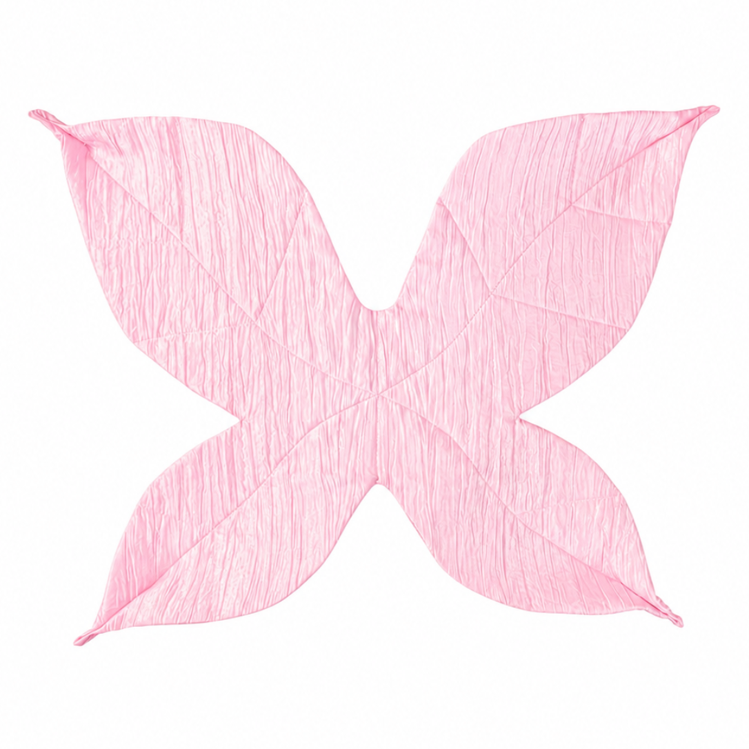Pink fairy wings by Band of the Wild in soft blush pink crinkle taffeta with leaf-inspired stitching