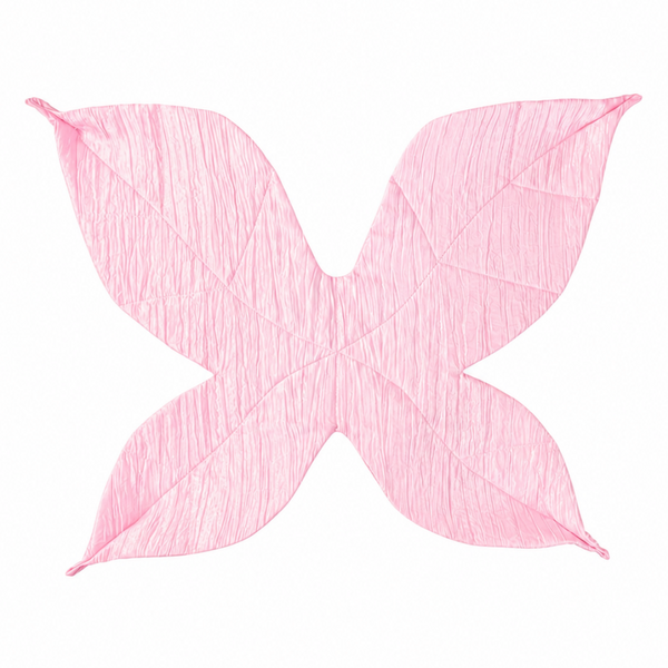 Pink fairy wings by Band of the Wild in soft blush pink crinkle taffeta with leaf-inspired stitching