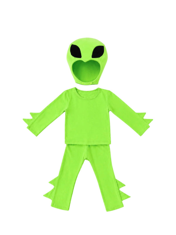 Kids Cosmic Green Alien Costume showing full front view details