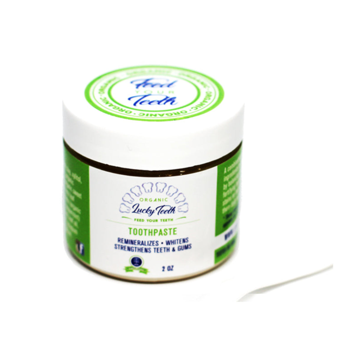 Lucky Teeth natural remineralizing toothpaste 2oz jar with organic ingredients