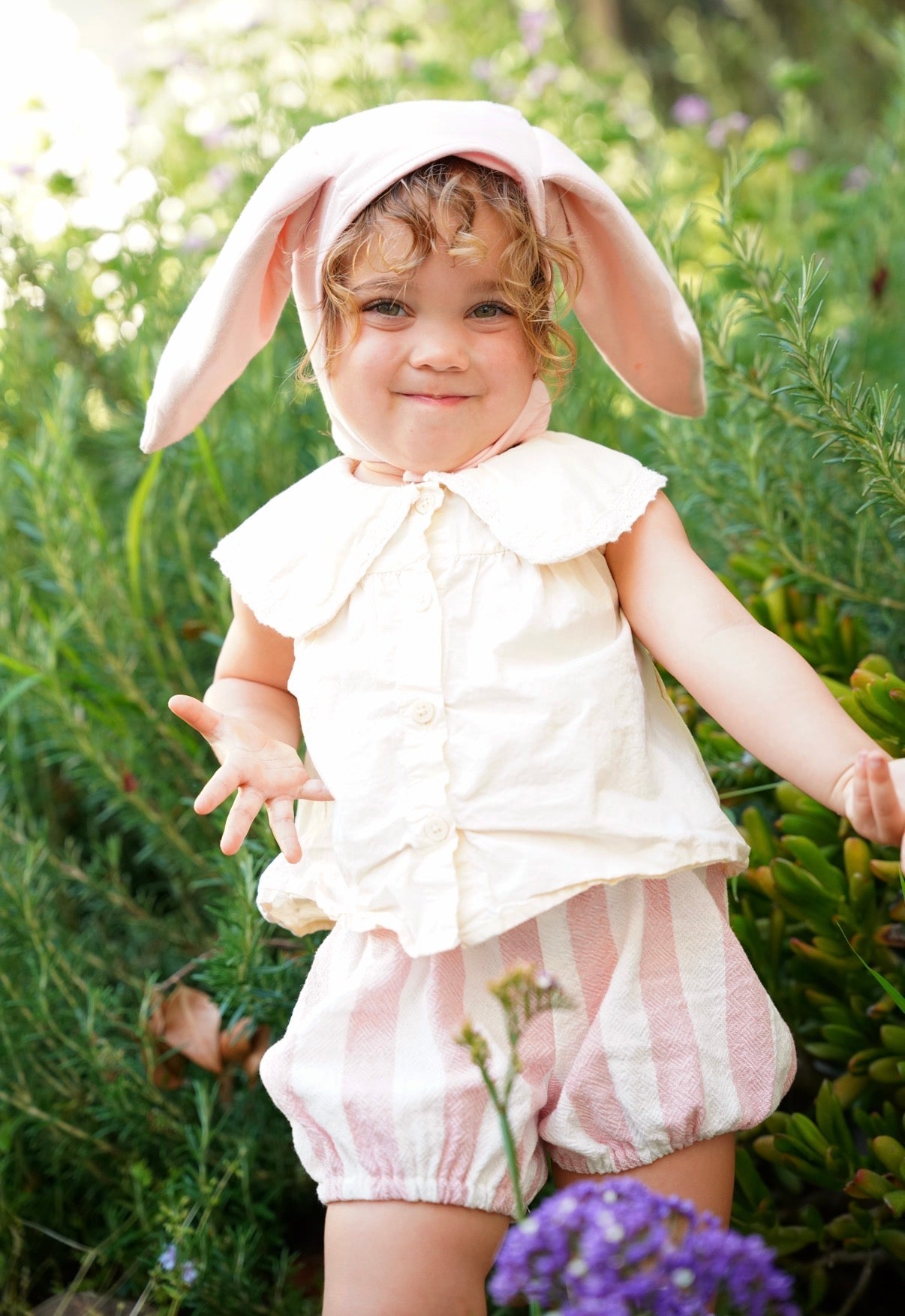 Pink Bunny Bonnet and Tail Set displayed together