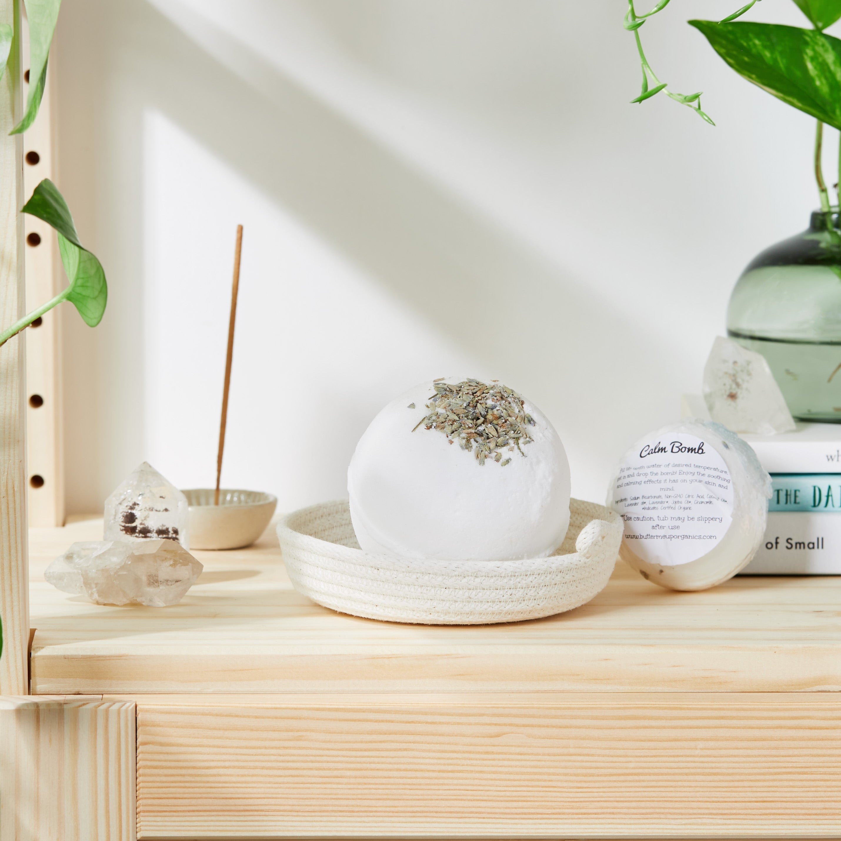 Large organic calm bath bomb with lavender and chamomile by Butter Me Up Organics