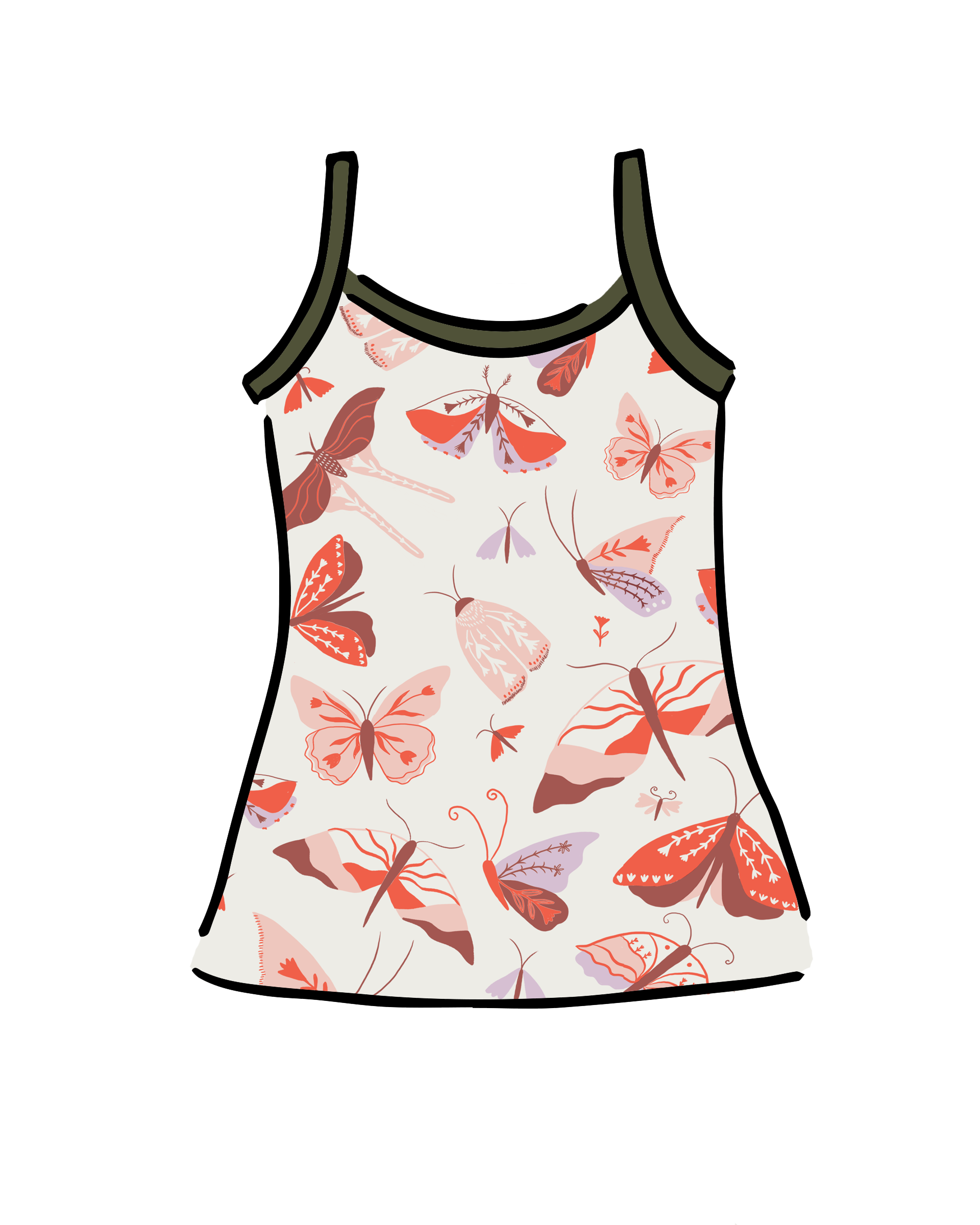 Field Study moth print cami by Thunderpants USA — original illustration by Oregon artist Elana Gabrielle