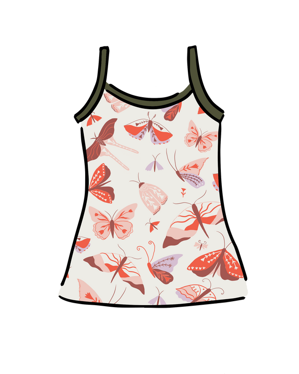 Field Study moth print cami by Thunderpants USA — original illustration by Oregon artist Elana Gabrielle