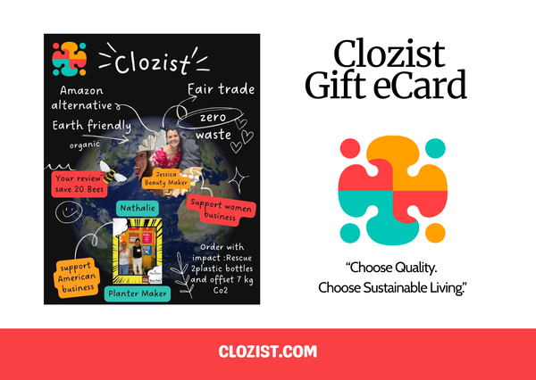 Clozist gift eCard with colorful design and text on a white background
