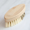 Wooden brush with bristles on a white background