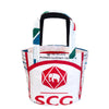 Recycled Thai cement bag tote with red cotton lining — ethically made in Cambodia by HHPLIFT