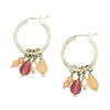 Charm Dangle Hoop Earrings with freshwater pearl and recycled glass accents on silver-plated recycled metal