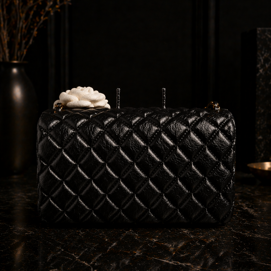 Onali Pure Black Classic and White Flower Couture candle styled as a home decor gift — perfect for women and floral fragrance lovers