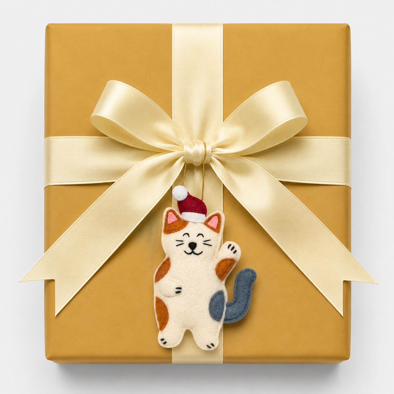 Stealing Santa Hat Cat Ornament shown as part of the Naughty Holiday Cats collectible series