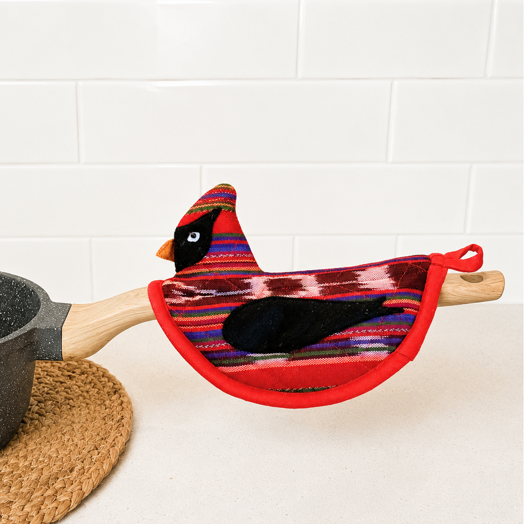 Cardinal Pot Holder – Handwoven Guatemalan Cotton, Fair Trade