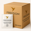 Freedom PH Balanced Natural Deodorant Wipes packaging including a box and a single wipe on a light background