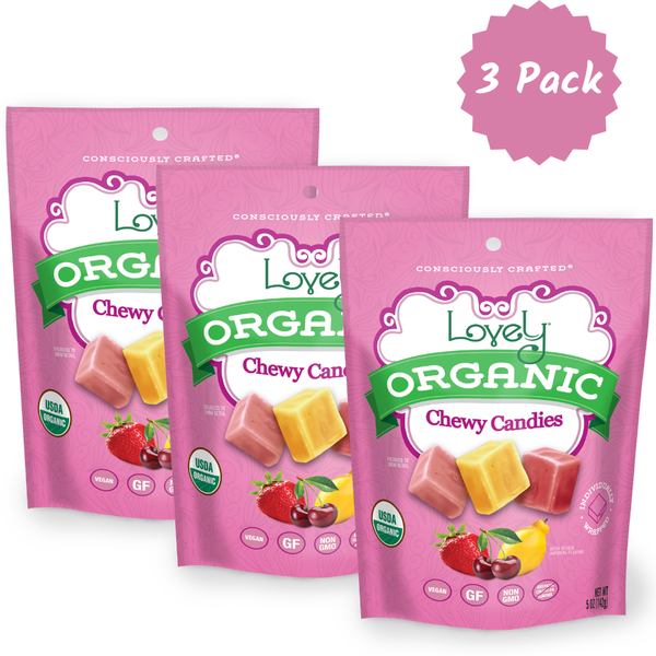 Organic Chewy Candies - Strawberry, Cherry & Lemon Fruit Chews