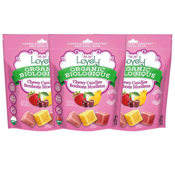 Organic Chewy Candies - Strawberry, Cherry & Lemon Fruit Chews