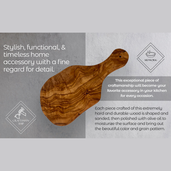 Choixe's Olivewood Cutting Board is handcrafted from sustainable olivewood, offering exceptional beauty and durability. Perfect for chopping, serving, and adding a touch of Mediterranean style to your kitchen. Shop now and experience the unique qualities of olivewood!
