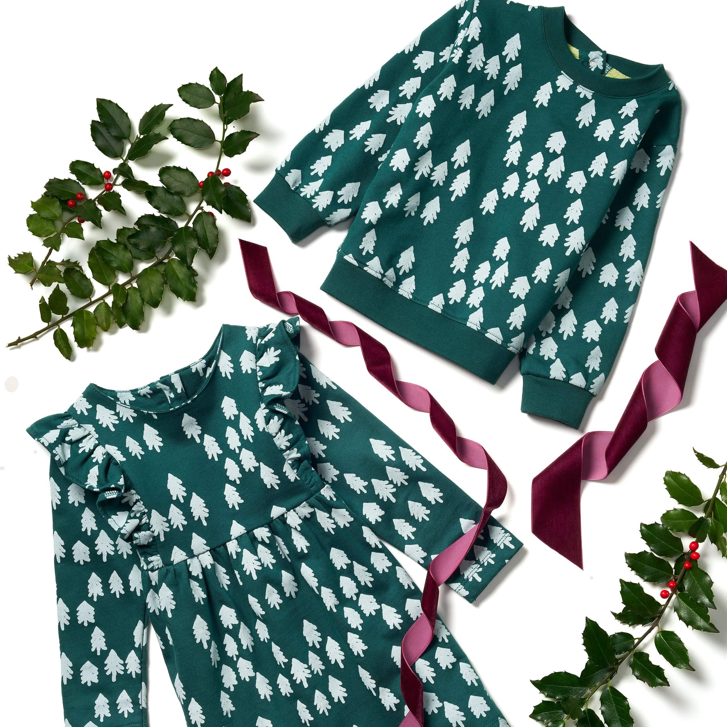Recycled Cotton Snowy Pine Ruffle Dress for Girls – Mon Coeur