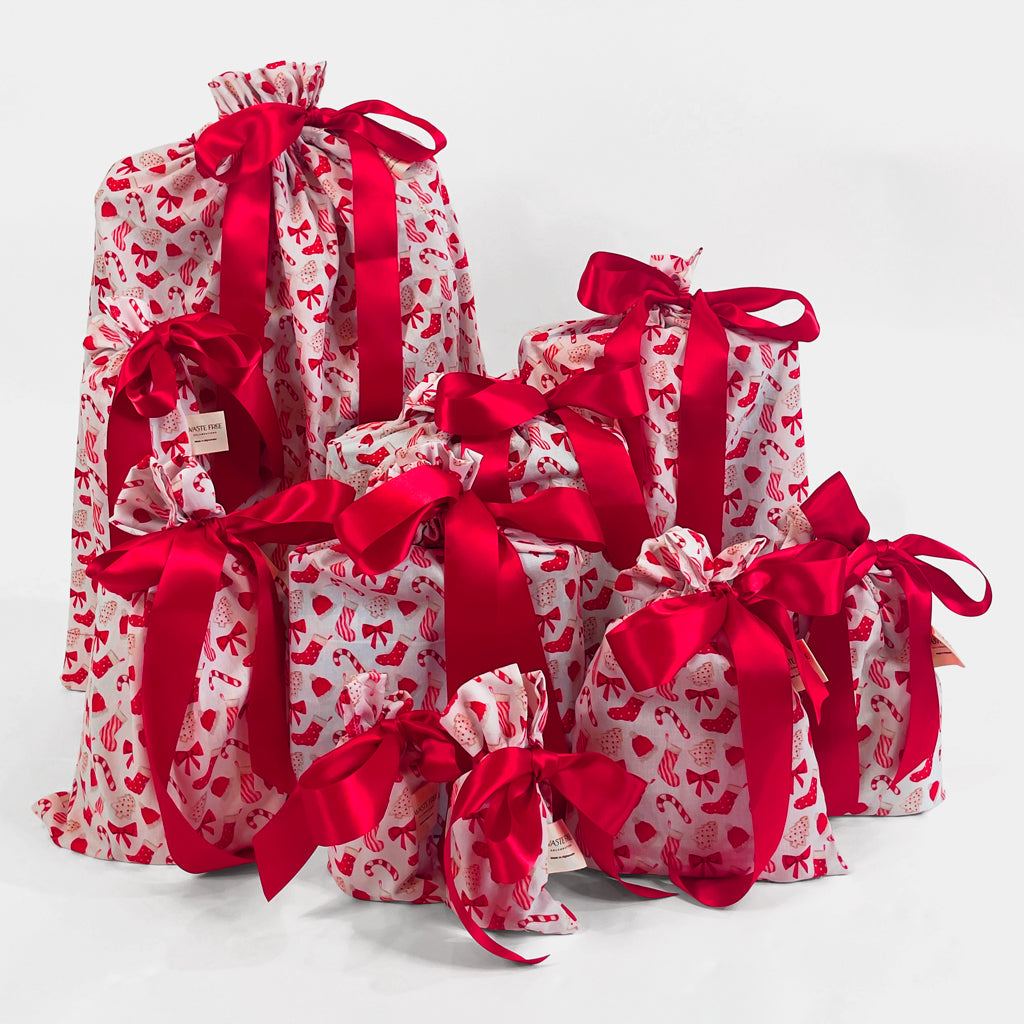 Reusable Christmas Gift Bags (Set of 10 or 5) - Effortless, Zero-Waste Wrapping