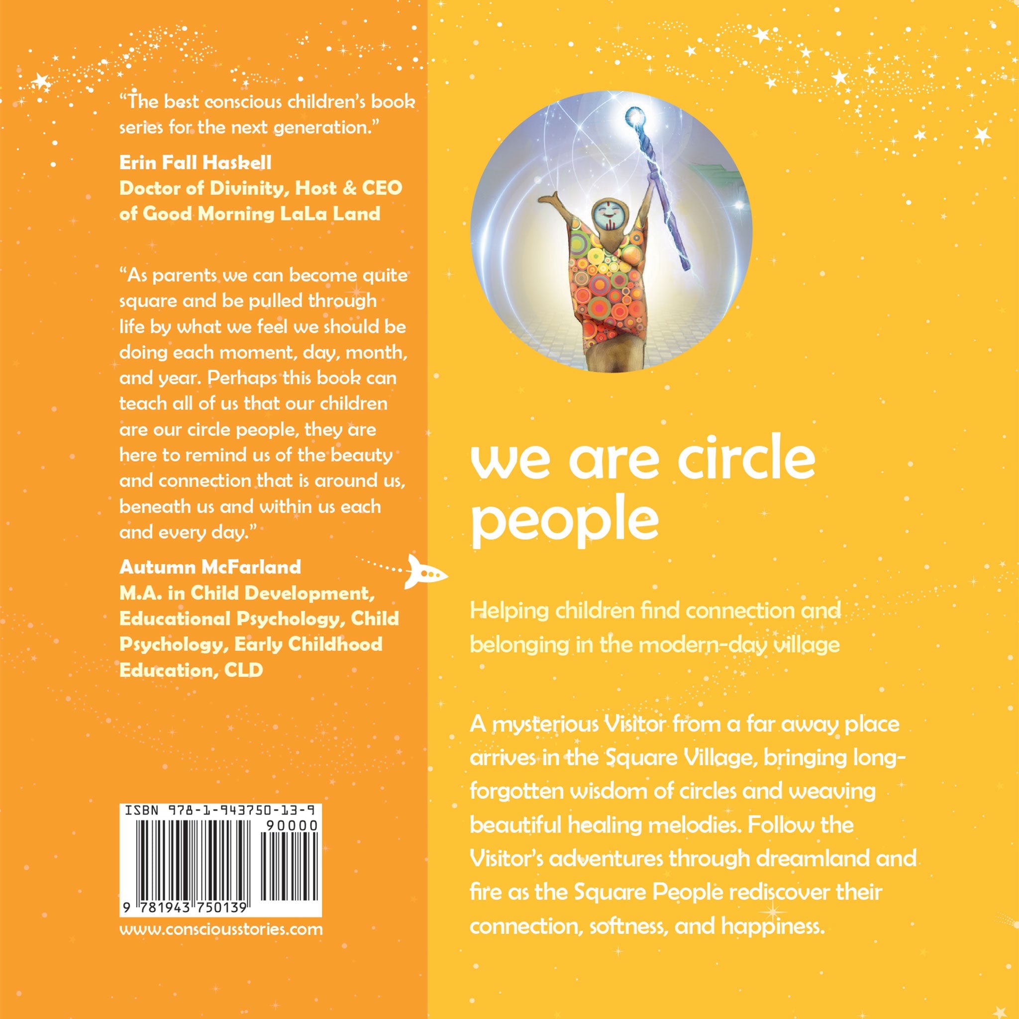 Back cover of We Are Circle People children's book about community and connection by Conscious Stories