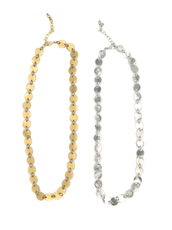 Fair Anita Circle Link Necklace in silver and brass plated recycled metal