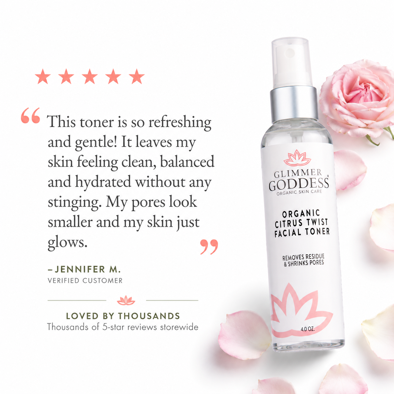 Organic Rose Water Facial Toner – Citrus Twist with Witch Hazel & Aloe