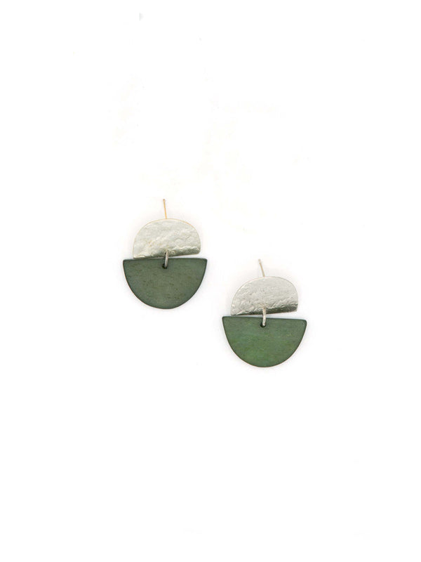 Clear Horizon Studs – Ethical Bone & Recycled Metal Earrings by Fair Anita