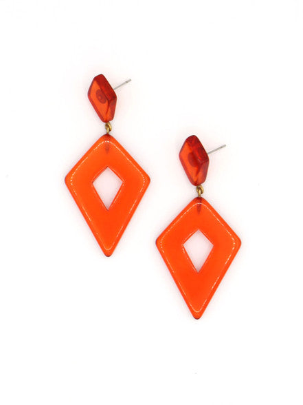Fair Anita Clementine Rhombus earrings – nickel-free orange resin drop earrings
