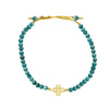 Clover Luck Bracelet with green recycled glass beads and brass-plated metal, handmade fair trade in India by Fair Anita